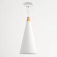 12" Isos Cone Studio Pendant Light, 206-Matte White, Optional Wood Top, Ash Wood, Standard White Cord
