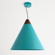 24" Isos Cone Studio Pendant Light, 390-Teal, Optional Wood Top, Walnut Wood, Standard Black Cord