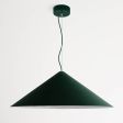 32" Isos Cone Studio Pendant Light, 300-Dark Green, Emerald Green Cloth Cord