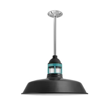 16" Sydney, 100-Black, Guard in 390-Teal, CLR-Clear Glass, Mounting in 980-Brushed Aluminum