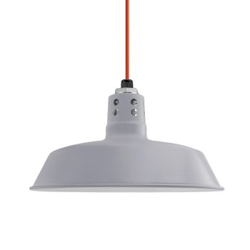 16" The Original™ Vented Pendant, 800-Industrial Grey, Circle Vents, Orange Cloth Cord