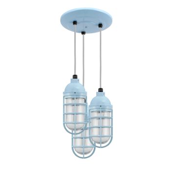 Atomic Topless Multi-Light Chandelier, 715-Delphite, CGG-Standard Cast Guard, RIB-Ribbed Glass, CMG-Grey Cloth Cord