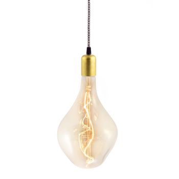 Downtown Minimalist Cord Pendant, 997-Natural Raw Brass, CSBW-Black & White Cloth Cord | Shown with Voronoi II Tala Lamp