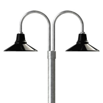 14" Aero, 100-Black, Double Post Mount, 975-Galvanized, Smooth Direct Burial Pole, 975-Galvanized