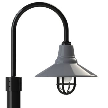 14" Aero, 810-Graphite, Heavy Duty Cast Guard & Clear Glass, 110-Black, Single Post Mount, 100-Black, Smooth Direct Burial Pole, 100-Black