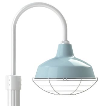 14" Avalon, 715-Delphite, Wire Cage, 250-White, Single Post Mount, 200-White, Fluted Direct Burial Pole, 200-White