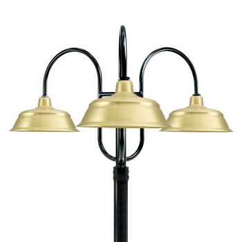 17" Bomber, 997-Natural Raw Brass, 3-Light Post Mount, 975-Galvanized, Smooth Direct Burial Pole, 975-Galvanized