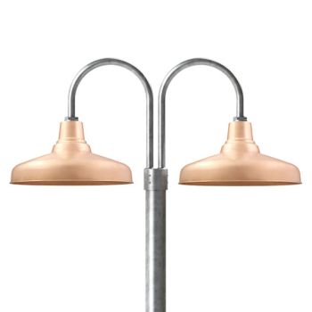 16" Union, 995-Natural Raw Copper, Double Post Mount, 975-Galvanized, Smooth Direct Burial Pole, 975-Galvanized