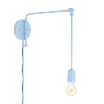 Downtown Swing Arm Sconce, 715-Delphite PTMP, G67 Arm, Nostalgic Edison Style 1890 Era Bulb, CSUW-Blue & White Cloth Cord