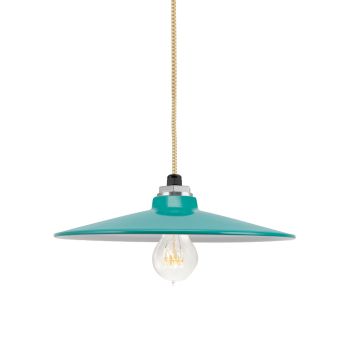 12" Conoco, 390-Teal, CSGW-Gold & White Cloth Cord, Nostalgic Edison-Style Victorian 40 Watt Light Bulb