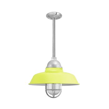12" Rochester, 380-Chartreuse, CGG-Standard Cast Guard, 975-Galvanized, RIB-Ribbed Glass, Mounting in 975-Galvanized