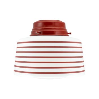 Drum Flush Mount Light, 400-Barn Red, Opaque Glass, Seven Painted Band, 400-Barn Red