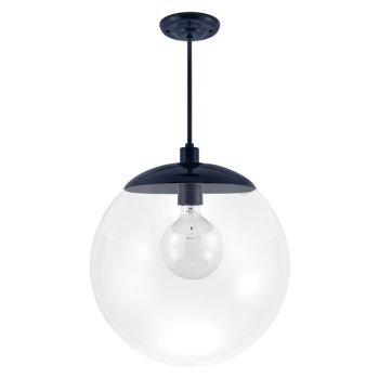 16" Glass Ball Stem Mount Pendant, Clear Glass, 705-Navy, 25W G40 Bulb
