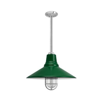 16" Aero Nautical LED, 307-Emerald Green, Mounting in 975-Galvanized, CGG-Standard Cast Guard, 975-Galvanized, RIB-Ribbed Glass