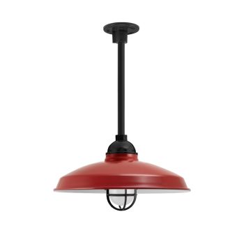16" Bridgeport LED, 400-Barn Red, CGG-Standard Cast Guard, 100-Black, FST-Frosted Glass, Heavy Duty Canopy, Mounting in 100-Black