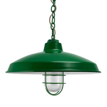 16" Marathon Nautical LED, 307-Emerald Green, WGG-Wire Guard, RIB-Ribbed Glass, CSBG-Black & Gold Cloth Cord