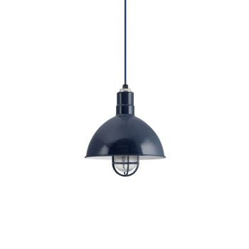 12" Wilcox Nautical LED, 705-Navy, CGG-Standard Cast Guard, RIB-Ribbed Glass, Royal Blue Cloth Cord