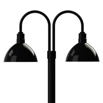 14" Wilcox LED, 100-Black, Double Post Mount, 100-Black, Smooth Direct Burial Pole, 100-Black