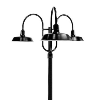 16" The Original™ LED, 100-Black, 3-Light Post Mount, 100-Black, Smooth Direct Burial Pole, 100-Black