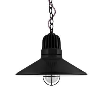 16" Touchdown, 100-Black, Heat Sink in 100-Black, Chain in 100-Black, CSBP-Black & Pink Cloth Cord, WGG-Wire Guard in 100-Black, CLR-Clear Glass