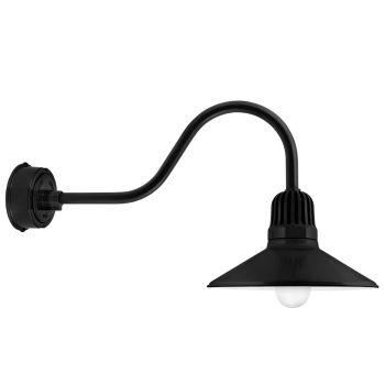16" Touchdown, 100-Black, FST-Frosted Glass, G22 Gooseneck Arm