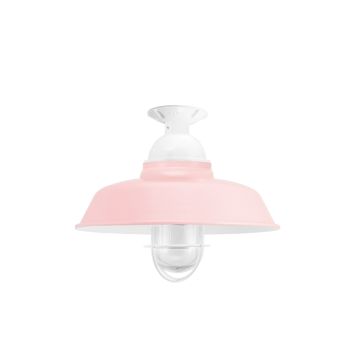 12" Rochester LED, 480-Blush Pink, Mounting in 200-White, WGG-Wire Guard, 200-White, RIB-Ribbed Glass