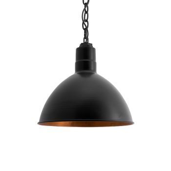 14" Wilcox, 100-Black with 997-Natural Raw Brass Interior, SBK-Standard Black Cord