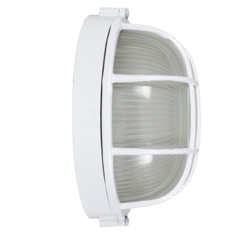 Anchorage Bulkhead Wall Mount Light Fixture Large Size, 200-White Finish (Side View)