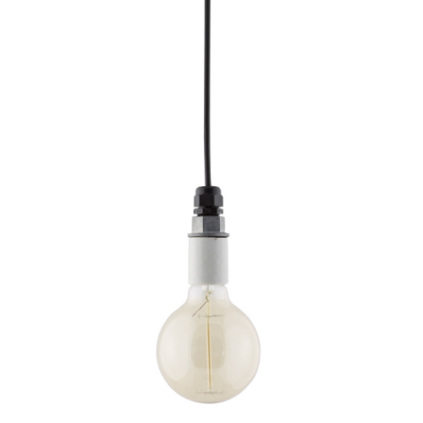 Indy Porcelain Socket Pendant, SBK-Standard Black Cord, 40W G30 Thread Edison Light Bulb (Not Included)