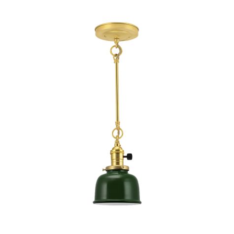 Fargo Stem & Loop Pendant, 300-Dark Green, 12" Stem, Putty Cotton Twist Cord, BP-Brass with Black Paddle Switch