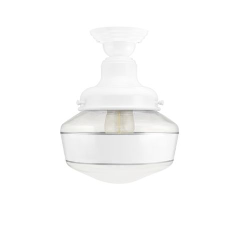 Primary Schoolhouse Semi-Flush Mount Light, 200-White, Small Clear Glass, Single Painted Band