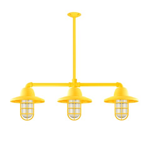 Alliance 3-Light Chandelier, 500-Buttery Yellow, Warehouse Shade, CGG-Standard Cast Guard, RIB-Ribbed Glass