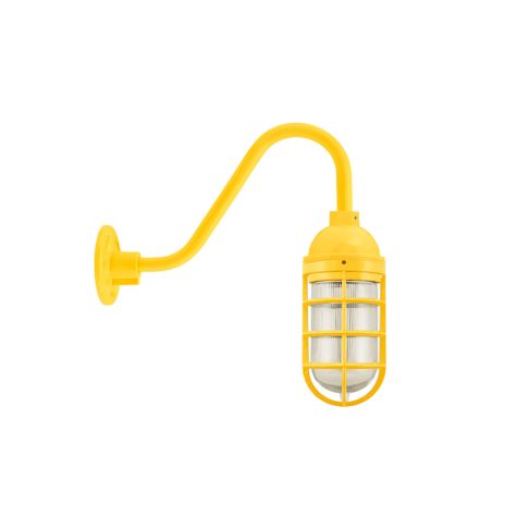 Industrial Guard Gooseneck Light, 500-Buttery Yellow, Topless Shade, CGG-Standard Cast Guard, RIB-Ribbed Glass, G26 Gooseneck Arm
