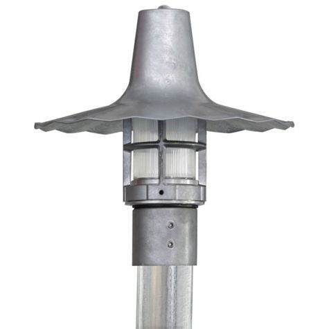 12" Seaside Industrial Guard Post Mount, 975-Galvanized, RIB-Ribbed Glass
