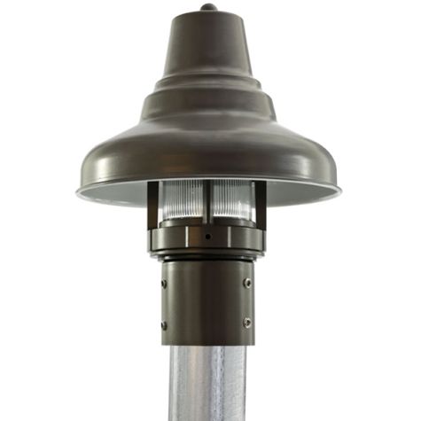 12" Union Industrial Guard Post Mount, 600-Bronze, RIB-Ribbed Glass