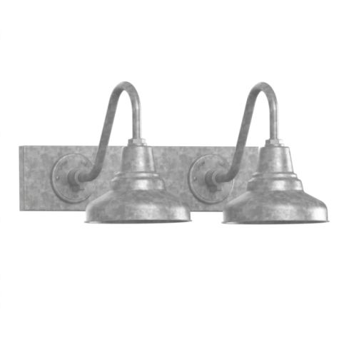10" Union Gooseneck Double Vanity Light, 975-Galvanized