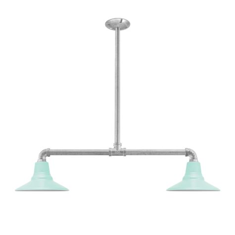 Aero 2-Light, 370-Mint, 12" Arms, Mounting in 975-Galvanized, Standard Canopy