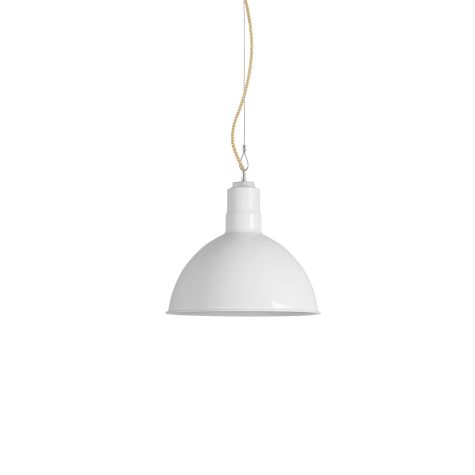 12" Wilcox Studio Light, 250-Porcelain White, CSGW-Gold & White Cloth Cord