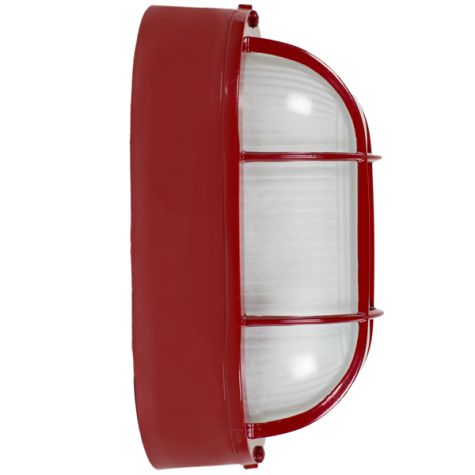 Amidships Bulkhead Wall Mount Light Fixture | Large, 400-Barn Red (Side View)