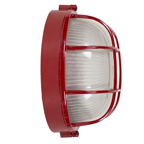 Anchorage Bulkhead Wall Mount Light Fixture Large Size, 400-Barn Red Finish (Side View)