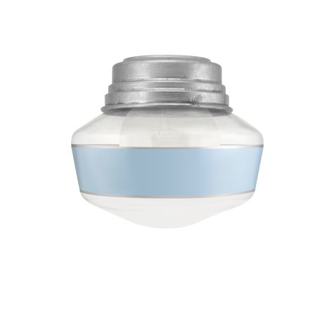 Primary Schoolhouse Flush Mount Light, 975-Galvanized, Single Painted Band, 715-Delphite