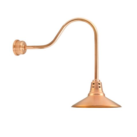 14" Aero Vented, 995-Natural Raw Copper, Circle Vents, G24 Gooseneck Arm, Decorative Backing Plate & Hex Cover