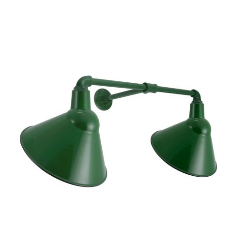 Dual Arm Fire Chief Sign Light, 14" Shades, 307-Emerald Green