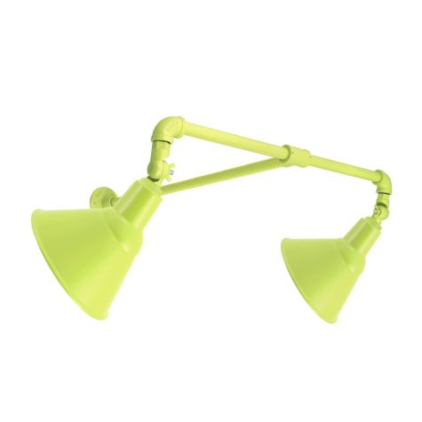 Dual Arm Fire Chief Sign Light, 10" Shades, 380-Chartreuse, Swivel Knuckles