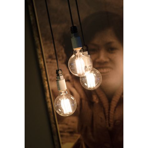 Indy Porcelain Socket Pendant, SBK-Standard Black Cord, Photo Courtesy of Kelp Sushi Joint in Tampa, FL