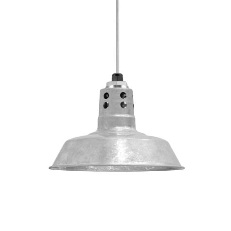 12" The Original™ Vented Pendant, 975-Galvanized, Circle Vents, Silver Cloth Cord