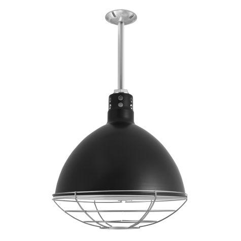 16" Wilcox Vented, 100-Black, Circle Vents, Wire Cage, 975-Galvanized, Mounting in 980-Brushed Aluminum
