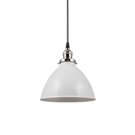 8" Gladstone, 200-White, Nickel Socket with No Switch, CSBW-Black & White Cloth Cord