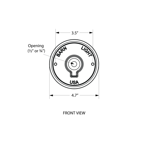 Heavy Duty Stem Mount Canopy Dimensions (Front View)