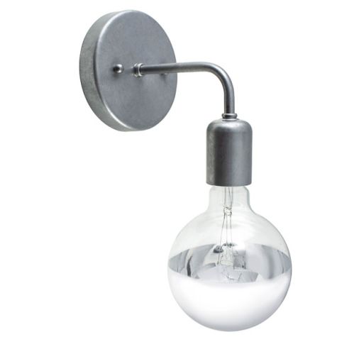 Downtown Minimalist Sconce, 975-Galvanized, G25 Half-Crome 40w Light Bulb